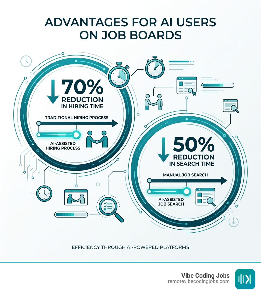 Infographic showing 70% reduction in hiring time and 50% reduction in search time for AI users - ai assisted job board Infographic showing 70% reduction in hiring time and 50% reduction in search time for AI users - ai assisted job board