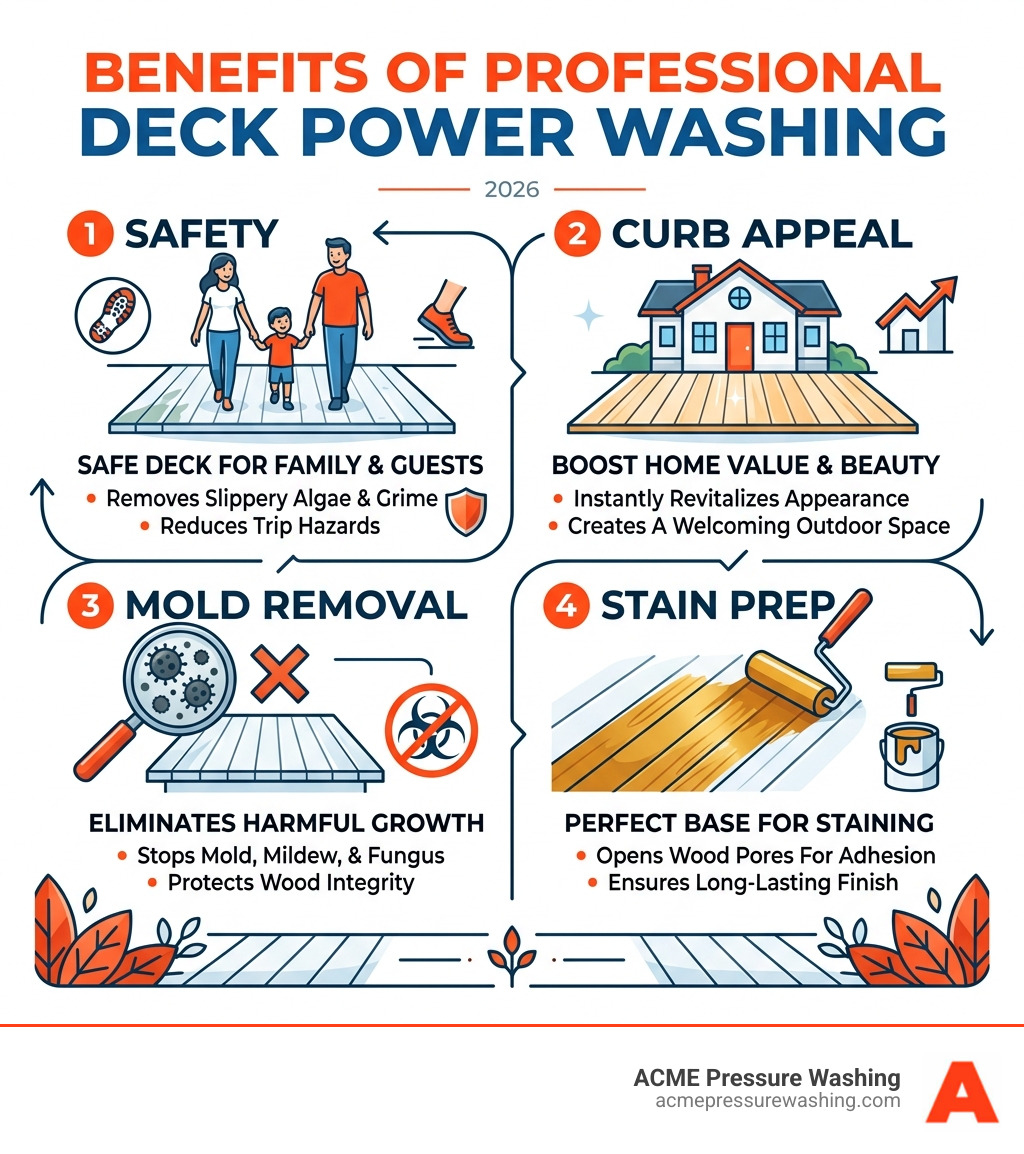 Benefits of professional deck power washing: safety, curb appeal, mold removal, stain prep - deck power washing near me