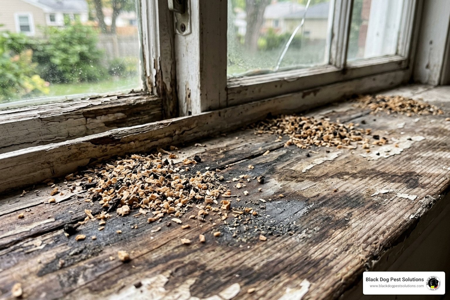ant frass found near a moisture-damaged windowsill - carpenter ants natural removal ant frass found near a moisture-damaged windowsill - carpenter ants natural removal