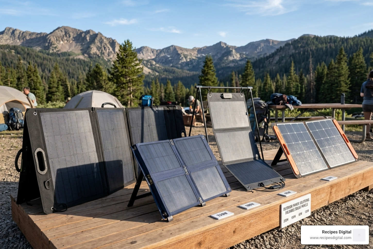 various foldable solar panels side-by-side - portable solar panel kits