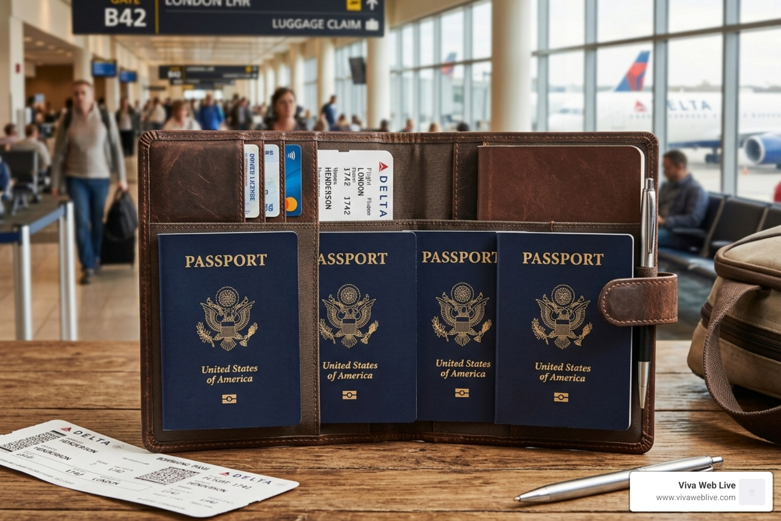 wallet holding multiple passports for family travel - ladies leather travel wallet