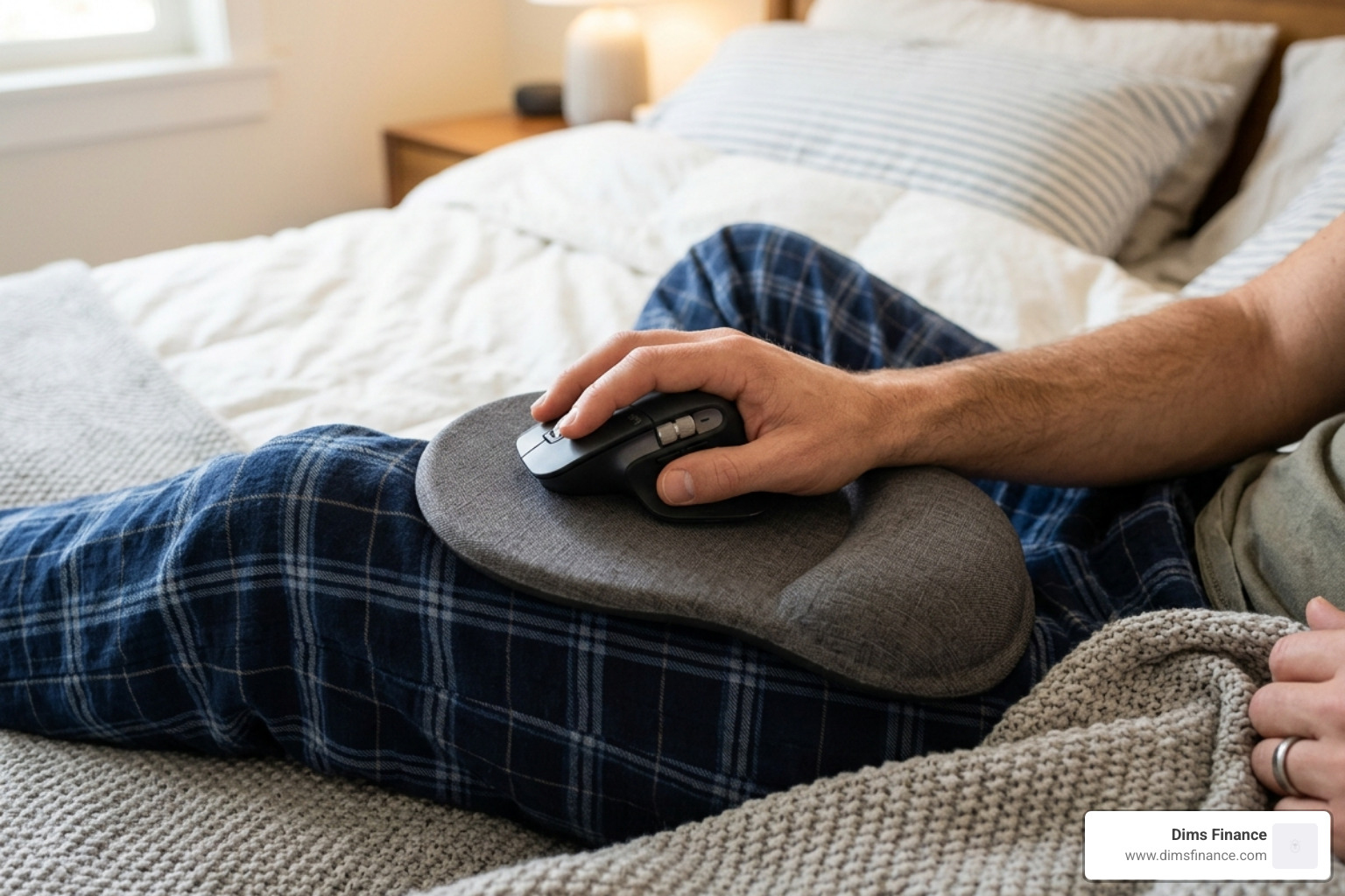 beanbag mouse pad contouring to a lap on a bed - mouse pad for bed