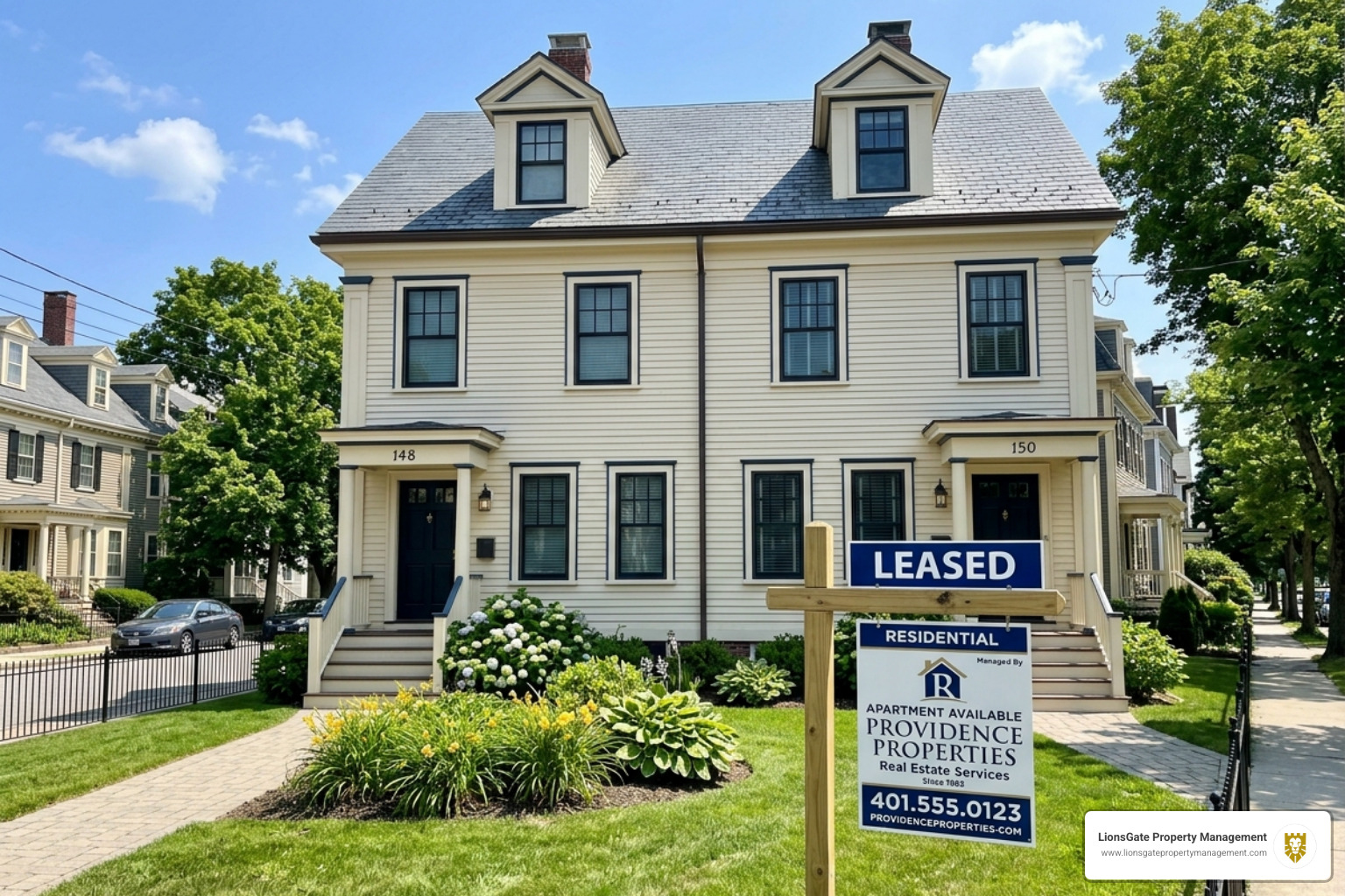 Leased sign on a Providence duplex managed with a guarantee - guaranteed property management