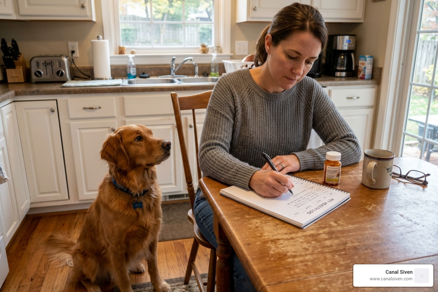 dog owner keeping a health log for seizure activity - best homemade food for dogs with seizures