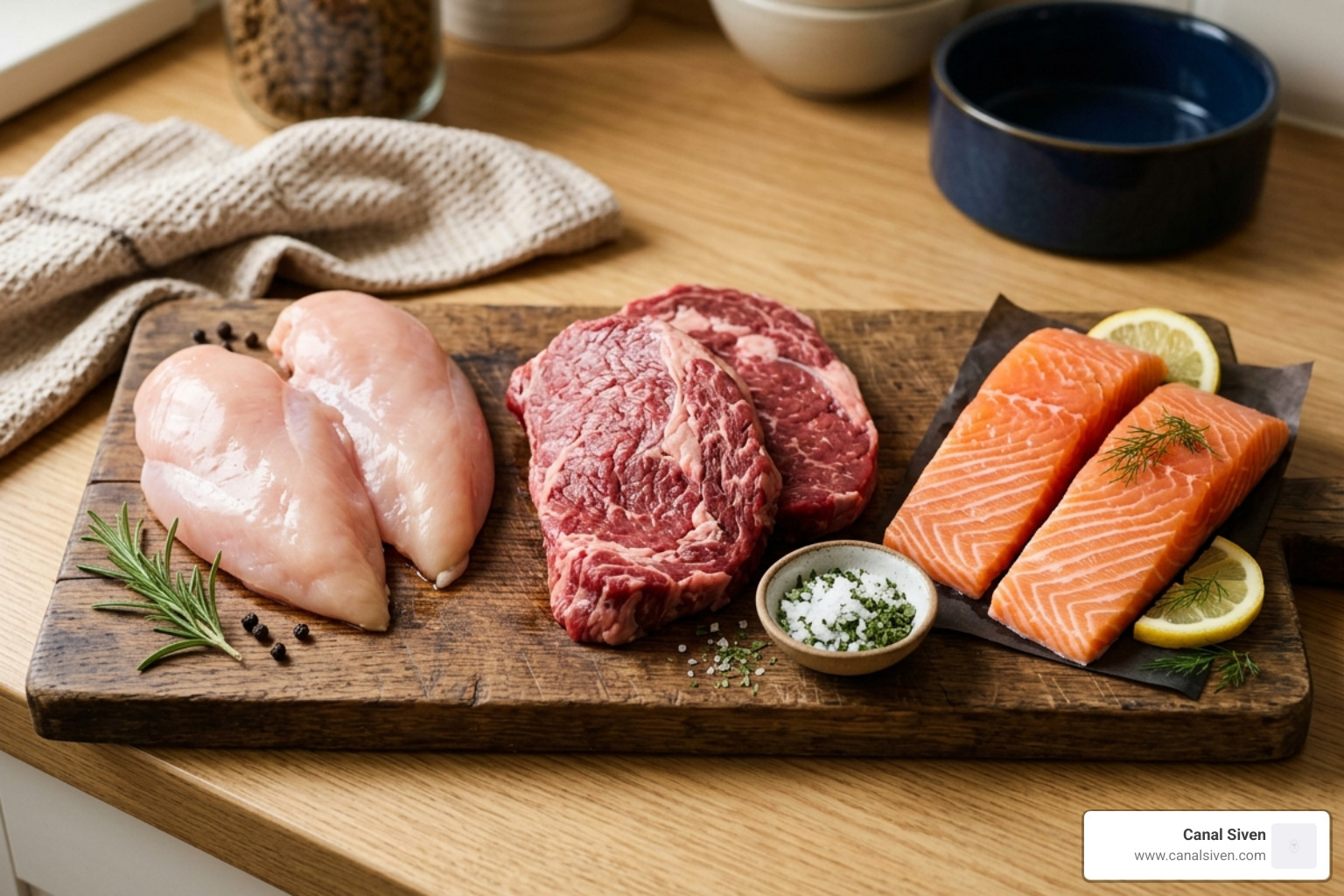 high-quality protein sources for dogs like chicken, beef, and fish - dog diet plan