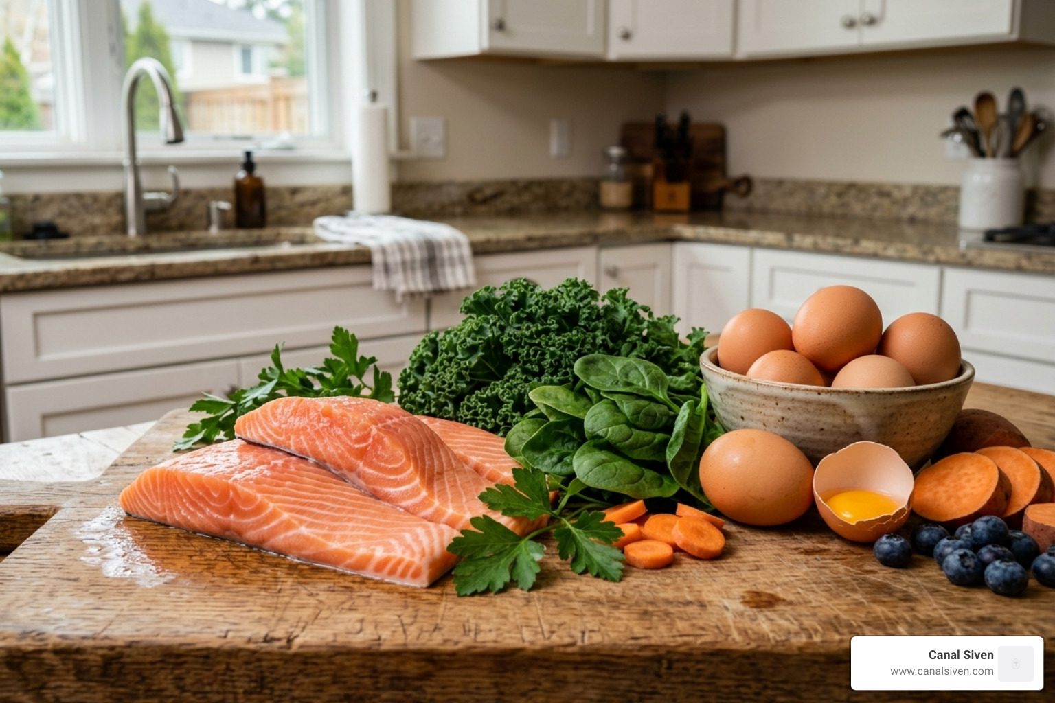 Nutrient-rich dog food ingredients like fish, eggs, and leafy greens - bone density dog nutrition
