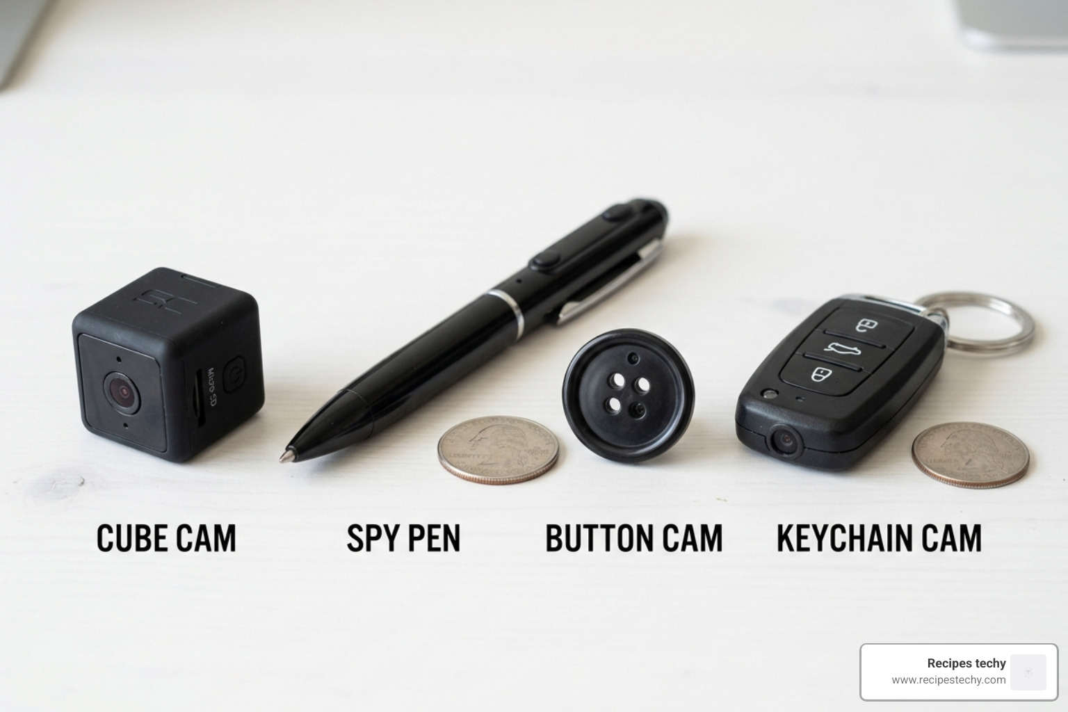 Comparing various mini spy camera form factors from cubes to pens - best mini spy camera