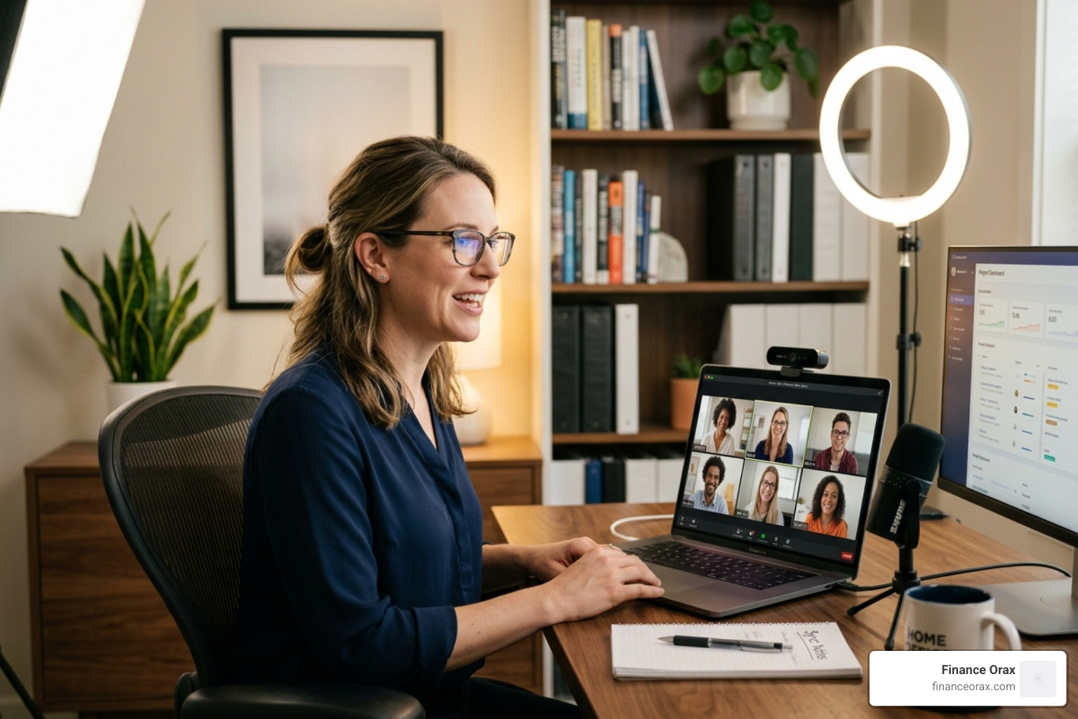 professional video call setup with key lighting at 45 degree angles - best wfh setup
