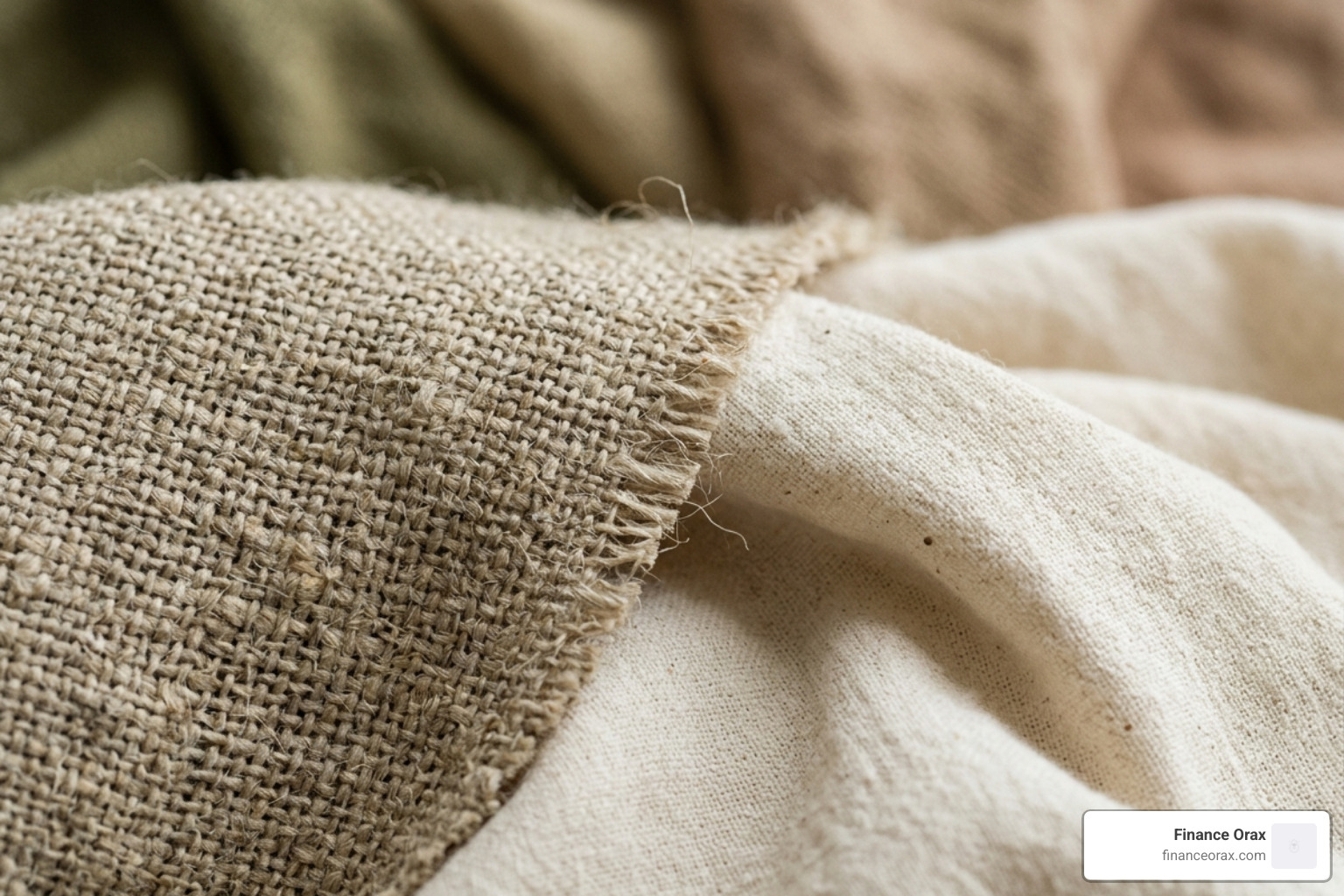 close up of natural fabric textures like hemp and organic cotton - eco-conscious furniture