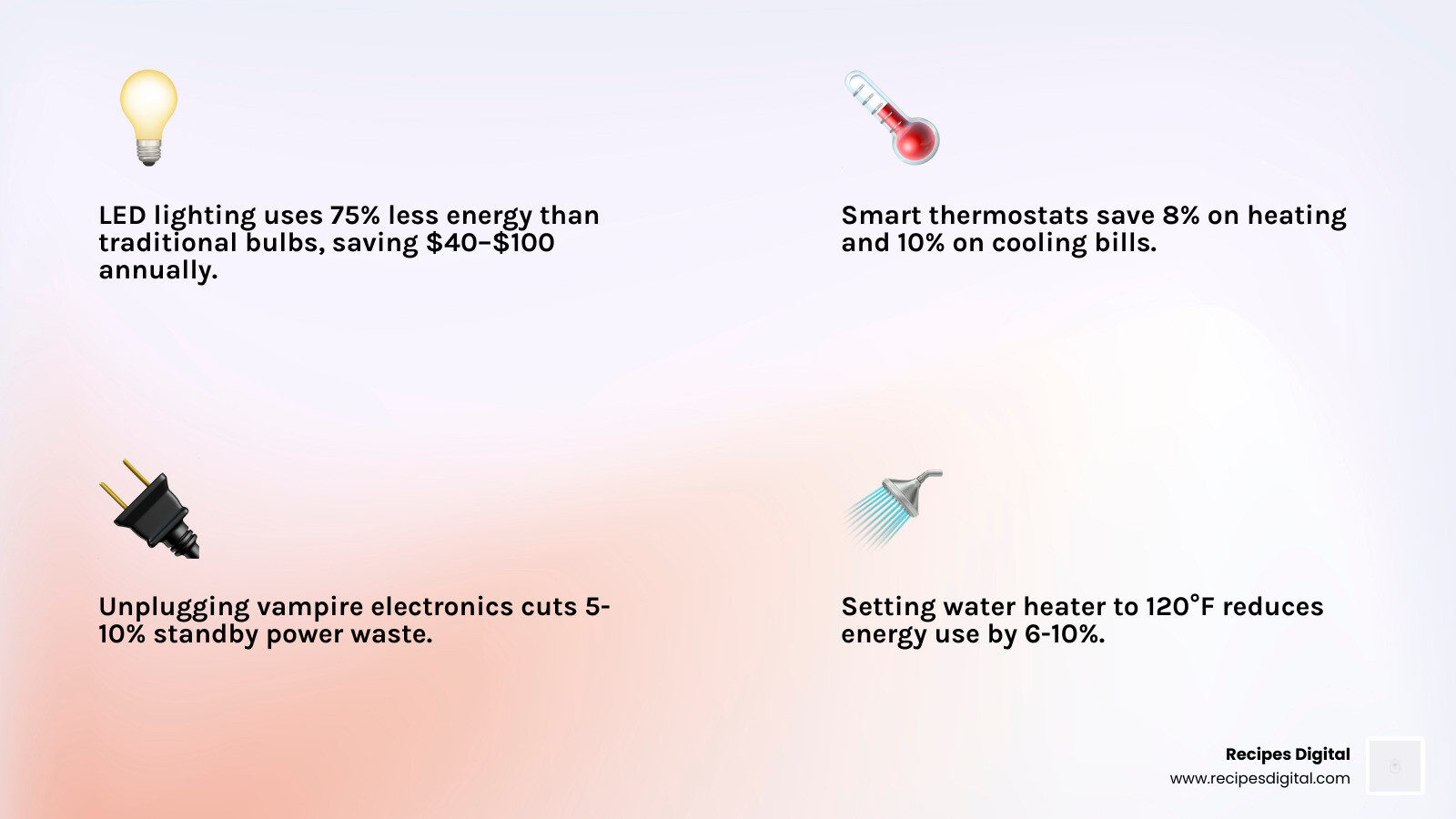 Infographic comparing low-cost vs high-investment energy savings - 10 energy saving tips infographic