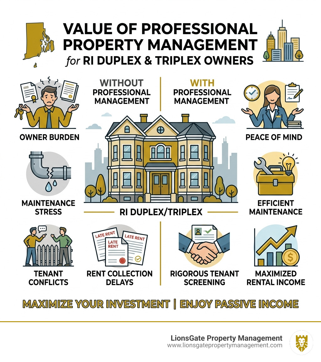 Infographic showing the value of professional property management for Rhode Island duplex and triplex owners - providence ri Infographic showing the value of professional property management for Rhode Island duplex and triplex owners - providence ri