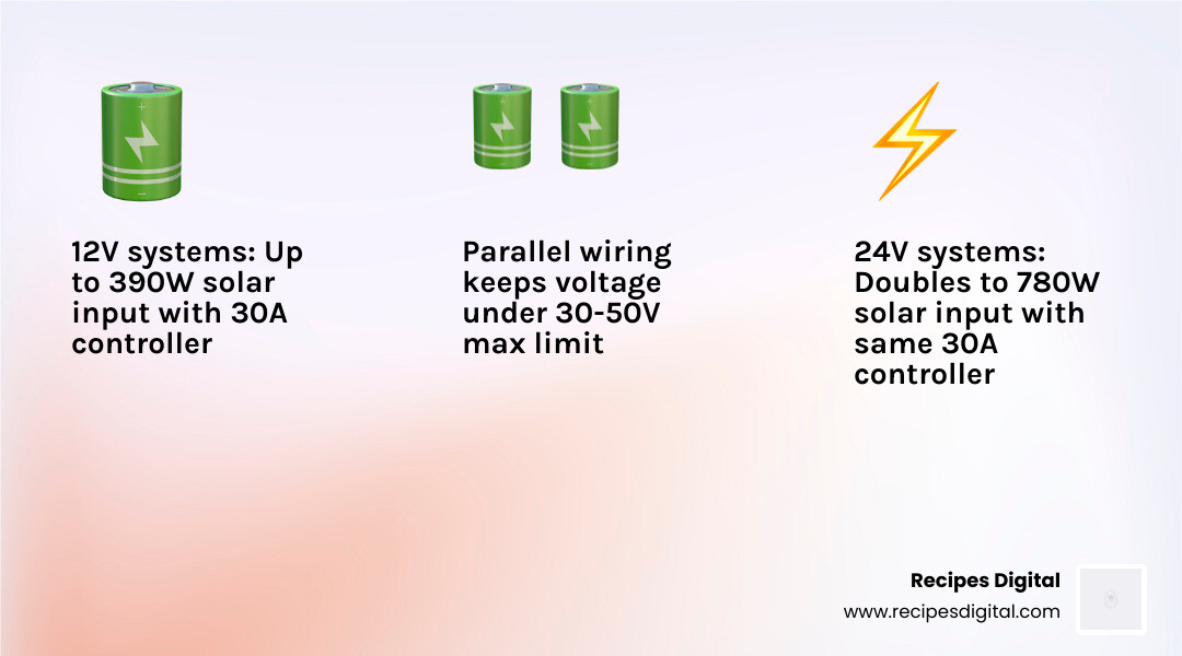 Comparison of 12V and 24V solar system capacities for dual input MPPT controllers - dual input mppt charge controller
