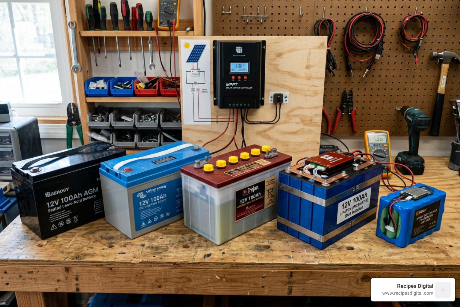 Different battery types compatible with MPPT controllers including LiFePO4 and AGM - dual input mppt charge controller