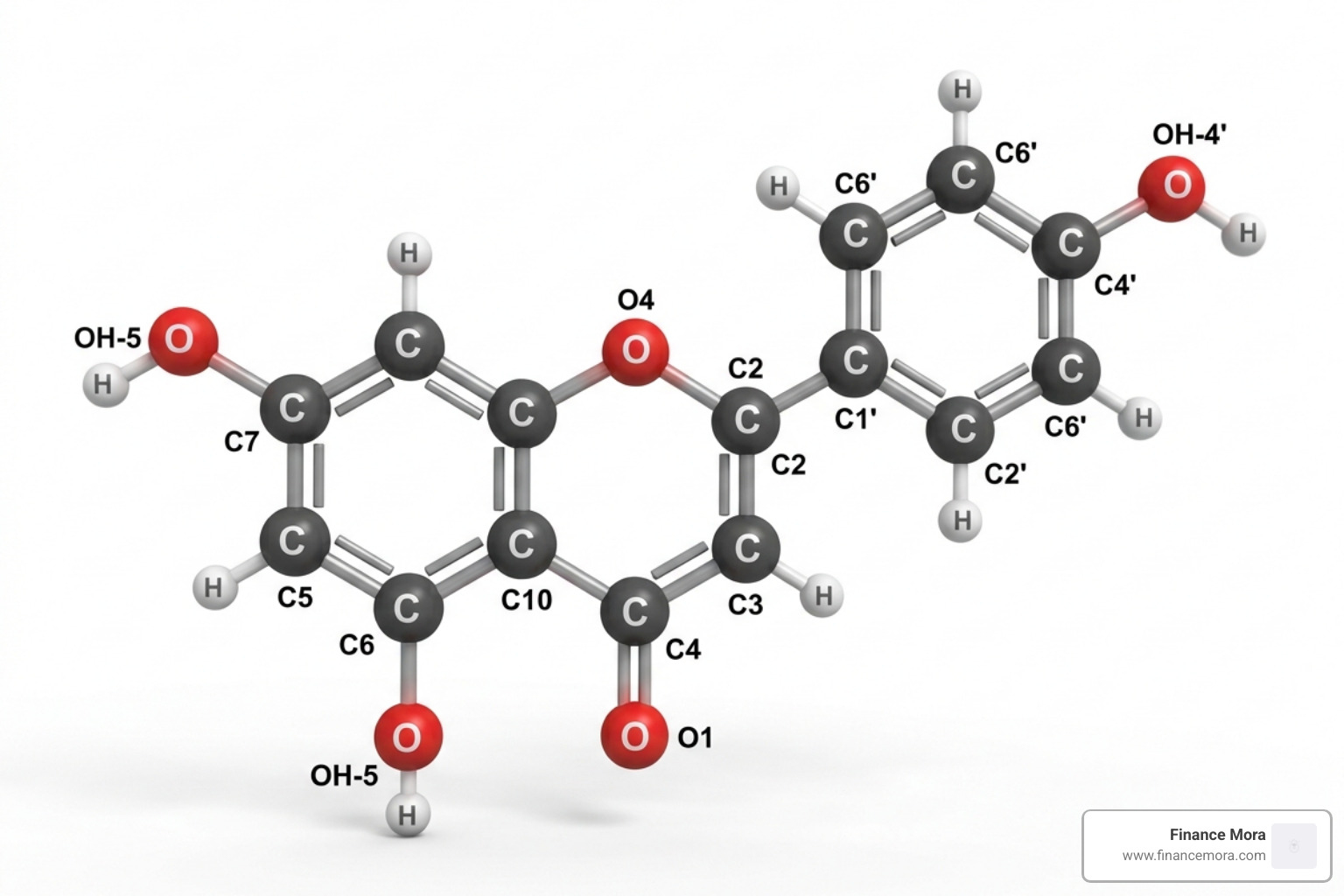 Molecular structure of apigenin found in parsley leaf extracts - parsley herb cholesterol blend