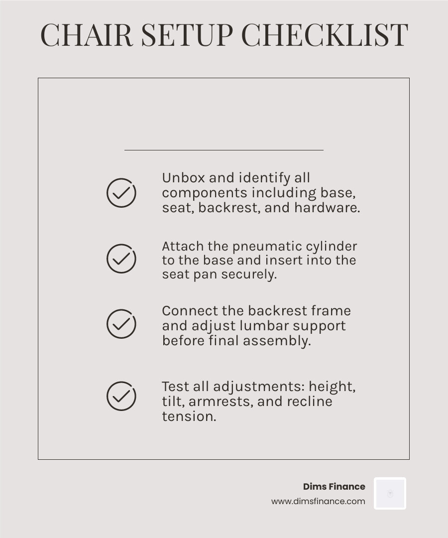 Infographic on workspace optimization and chair maintenance - ergonomic chair infographic checklist-light-beige