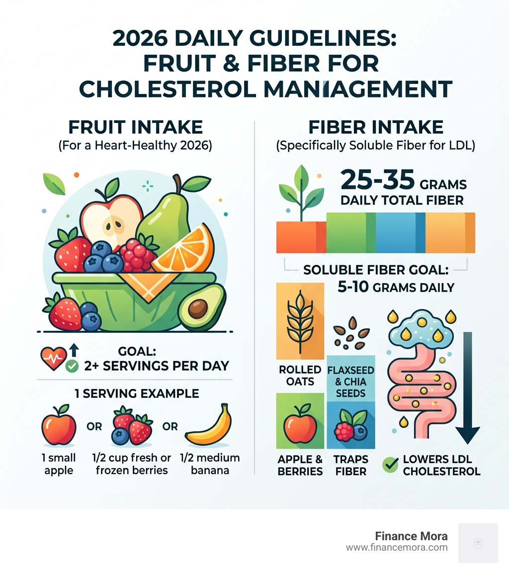 Infographic showing 2026 daily fruit intake and fiber guidelines for cholesterol management - eco budget smoothie for Infographic showing 2026 daily fruit intake and fiber guidelines for cholesterol management - eco budget smoothie for