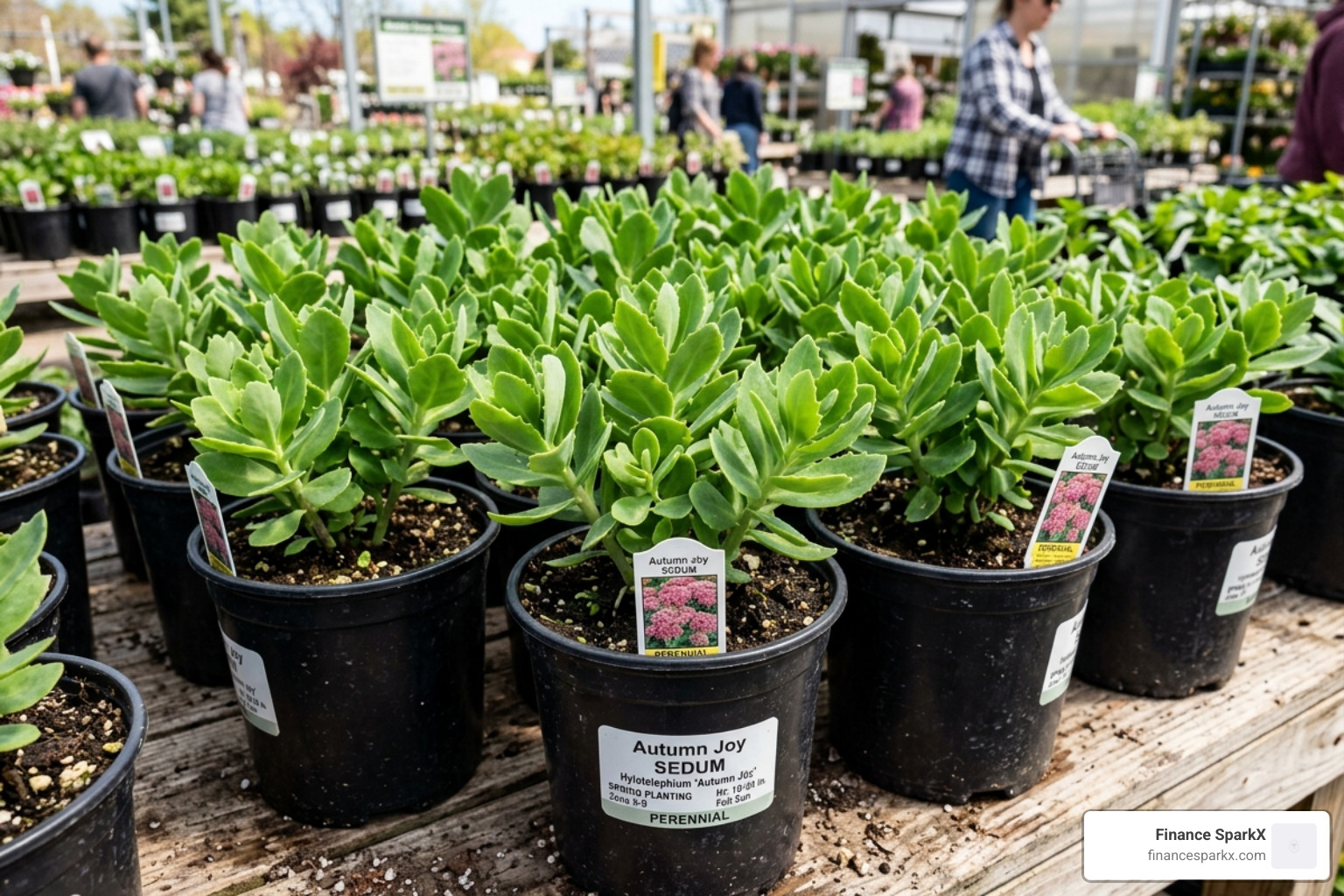 Nursery-grown Autumn Joy sedum pots ready for spring planting - autumn joy sedum care Nursery-grown Autumn Joy sedum pots ready for spring planting - autumn joy sedum care