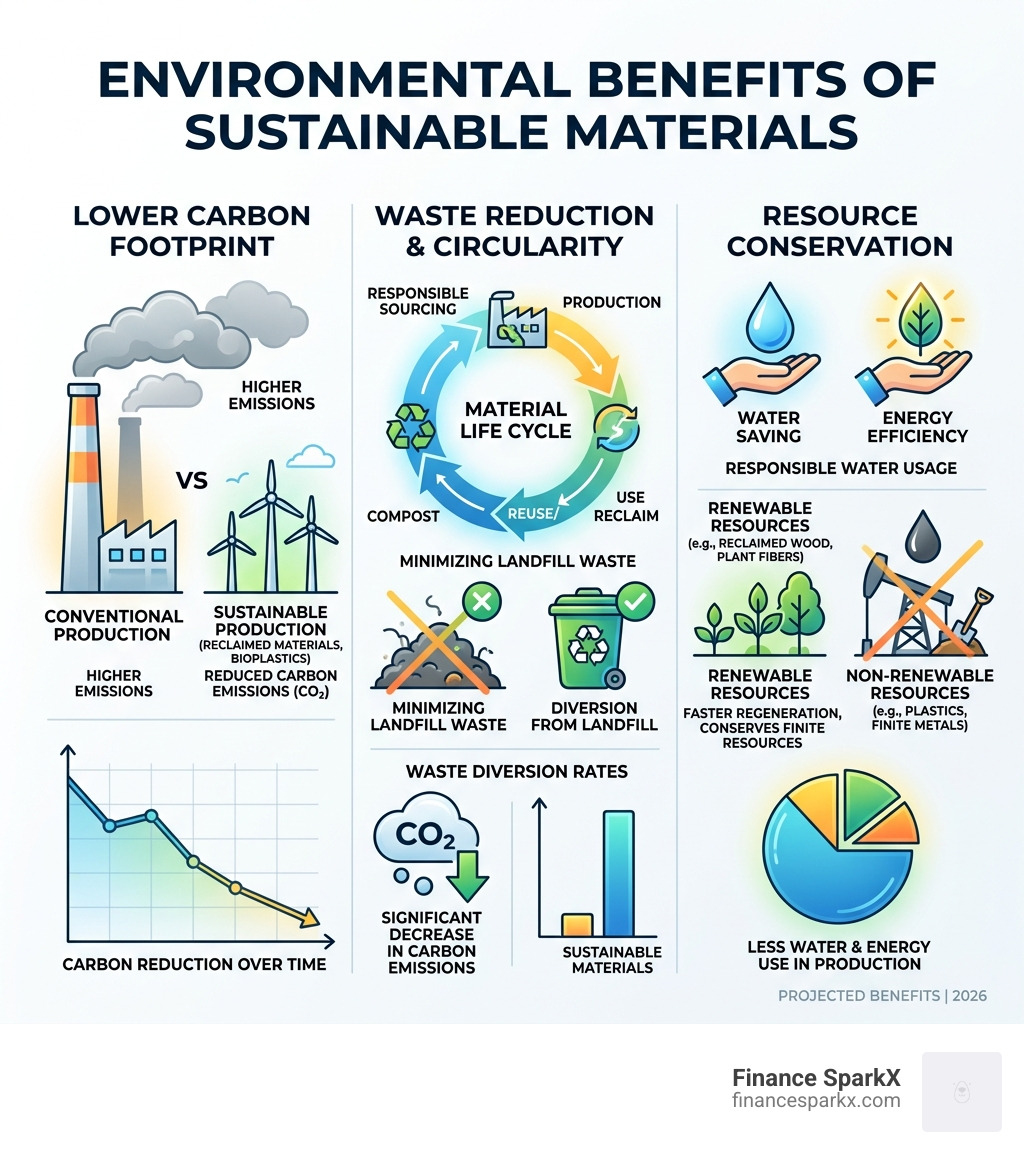 Statistics showing the environmental impact of sustainable materials - sustainable home accessories infographic 