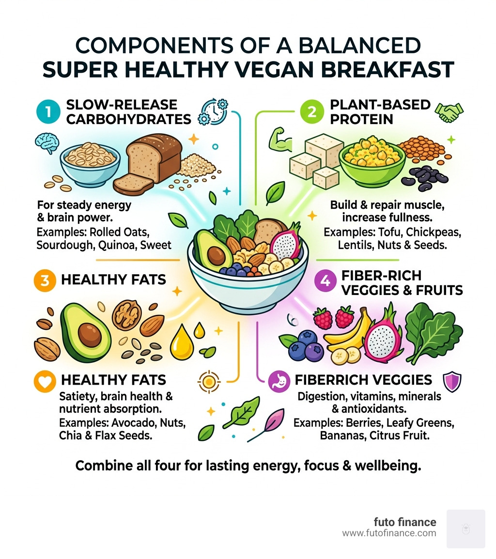 components of a balanced super healthy vegan breakfast infographic - super healthy vegan breakfast infographic 