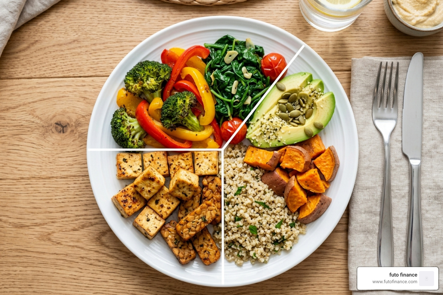 The Vegan PCOS Plate Method: 40% veggies, 25% protein, 20% grains, 15% fats - pcos and vegan diet
