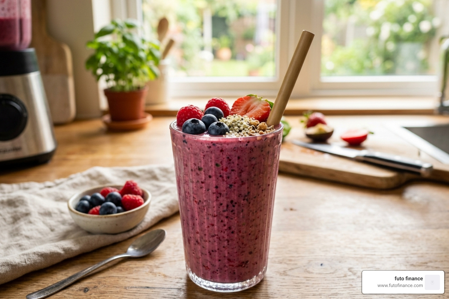 A 5-minute vegan breakfast smoothie with berries and spinach - student vegan recipes