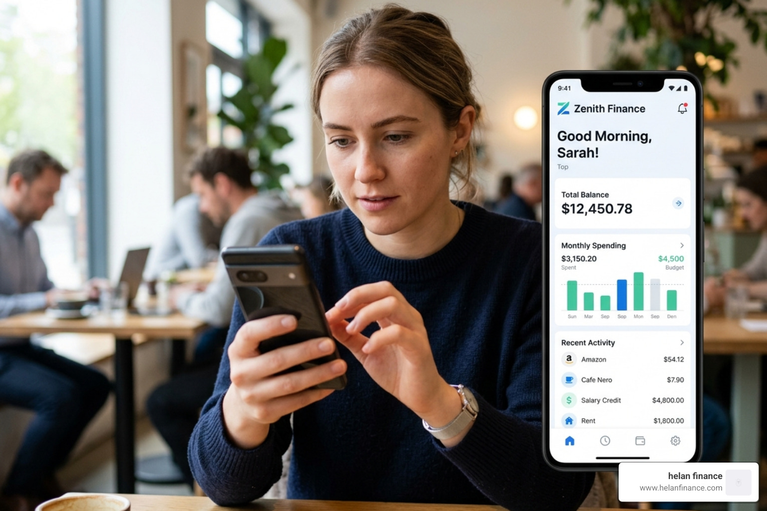 A person reviewing a clean, intuitive mobile app dashboard - expense tracking app tips