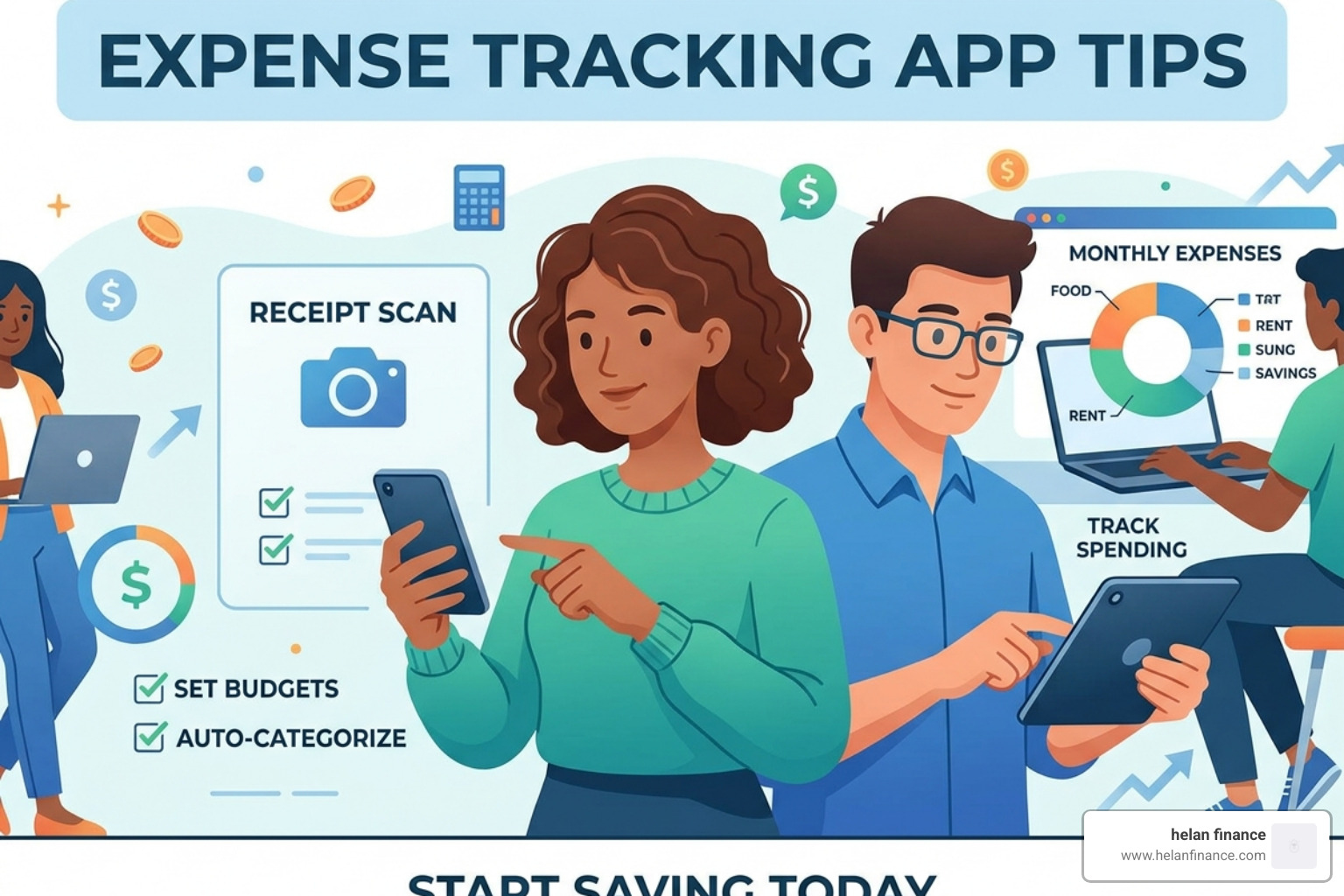 Growth charts showing the difference between tracked and untracked spending over time - expense tracking app tips