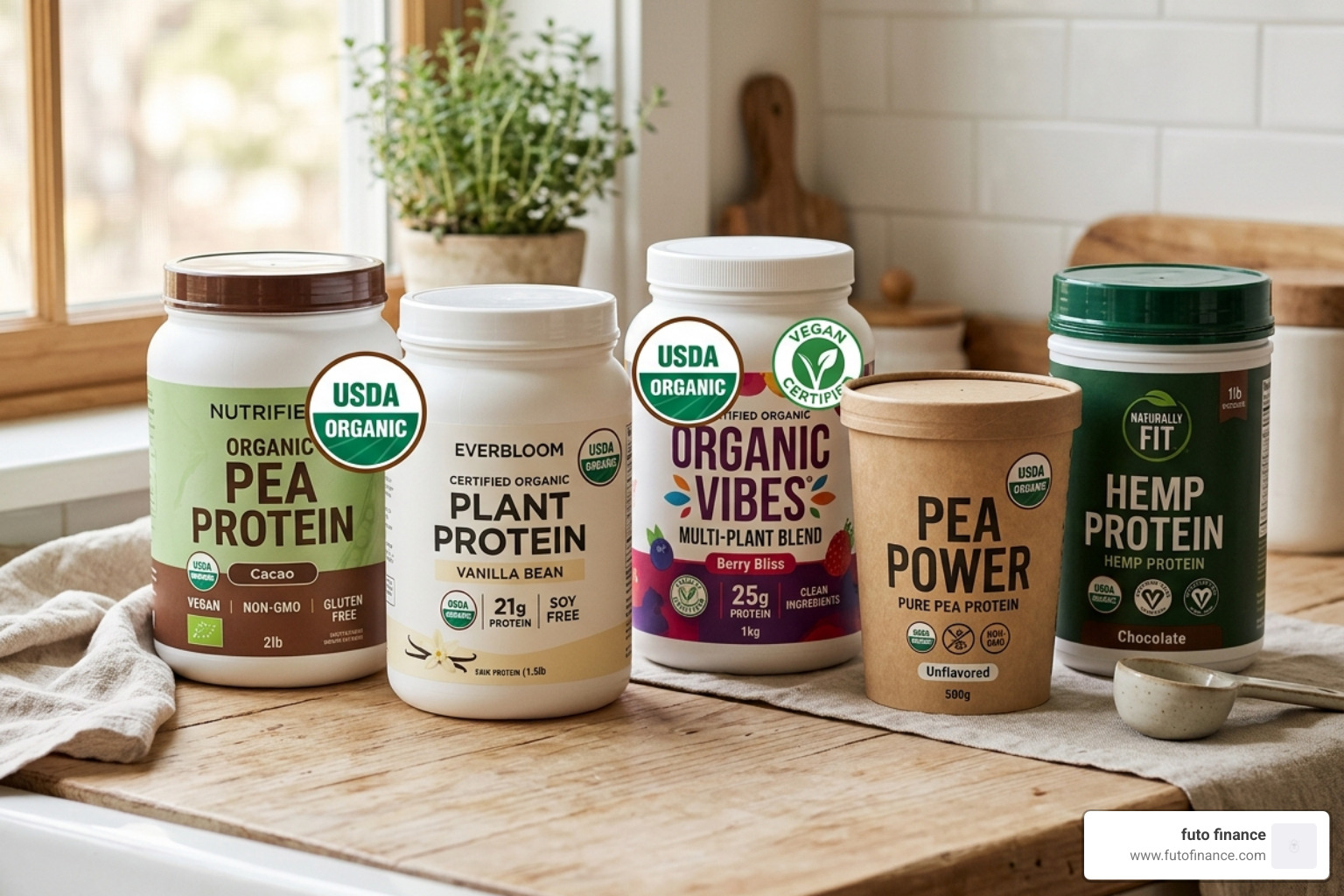various plant protein tubs with organic certifications - plant protein powder for weight loss