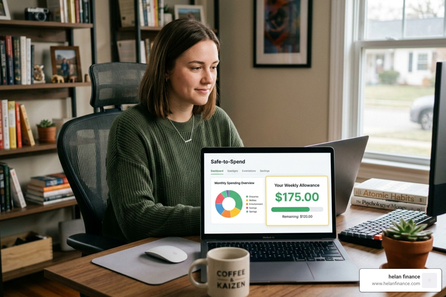 A user looking at a Safe-to-Spend dashboard showing weekly allowance - best weekly budget planner