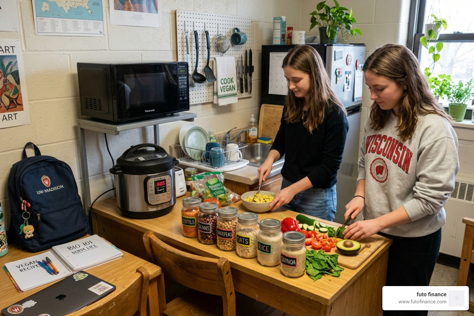 compact dorm kitchen setup for vegan students - easy vegan recipes university