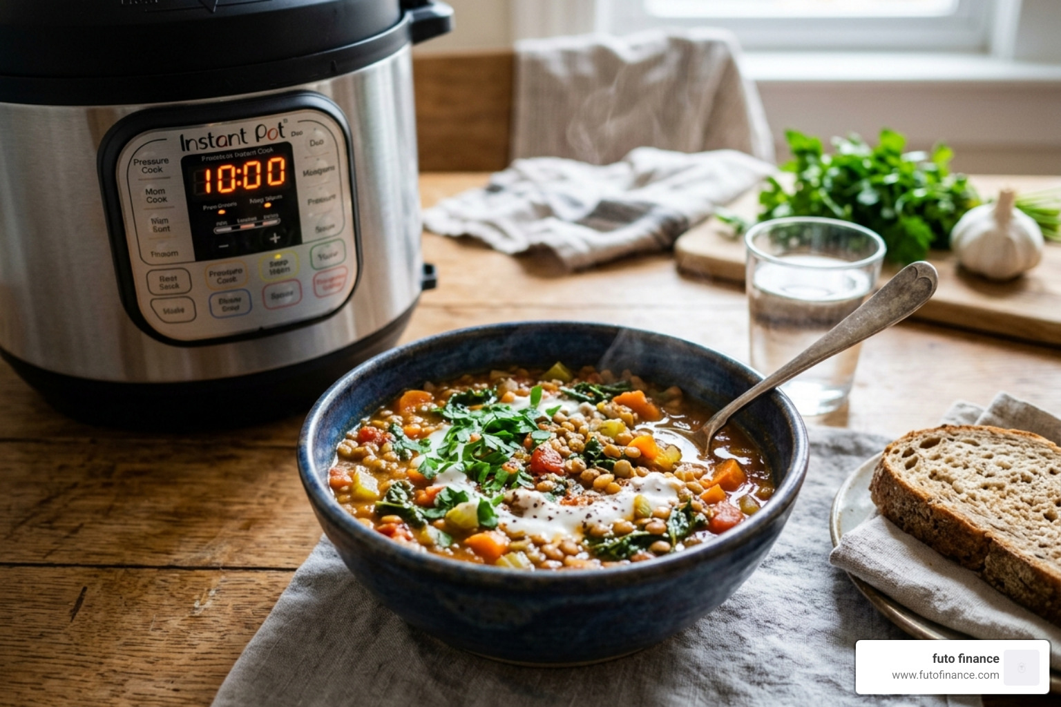 Instant Pot control panel showing settings - vegan instant pot lentil recipes
