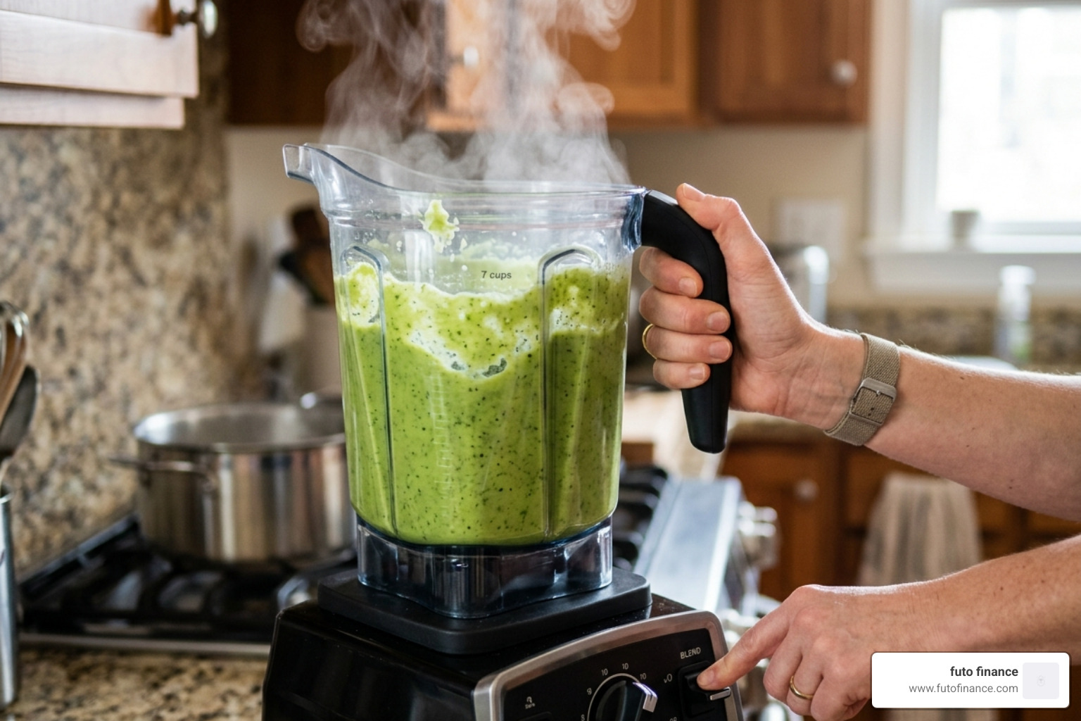 blending the broccoli soup - coconut milk broccoli soup