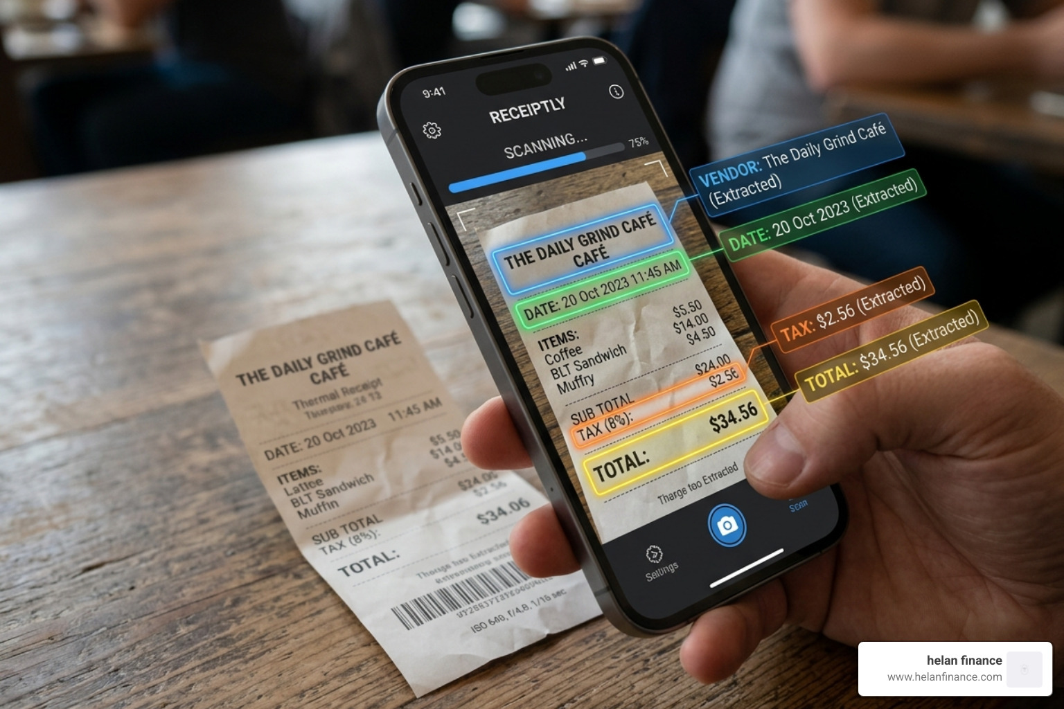 OCR technology extracting data from a receipt - app for expense report receipts