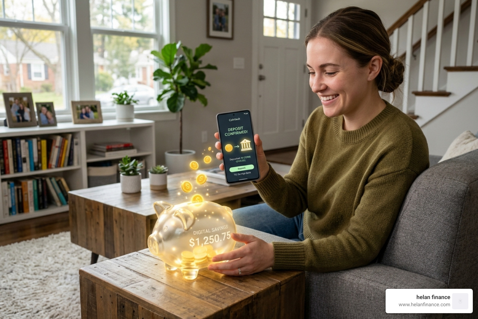 person putting digital coins into a piggy bank - savings plan