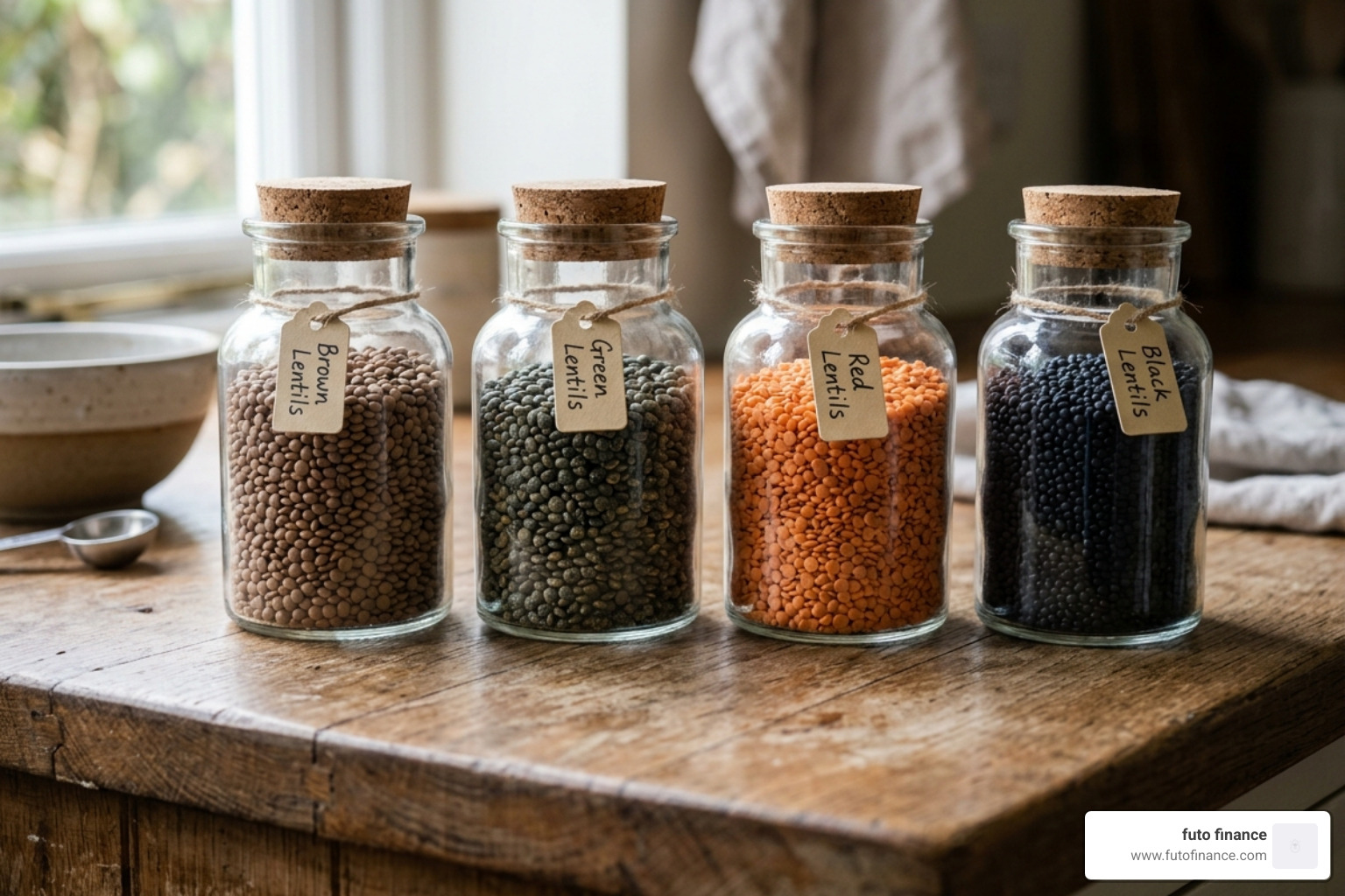 various dried lentils in glass jars - instant pot vegan lentil recipes