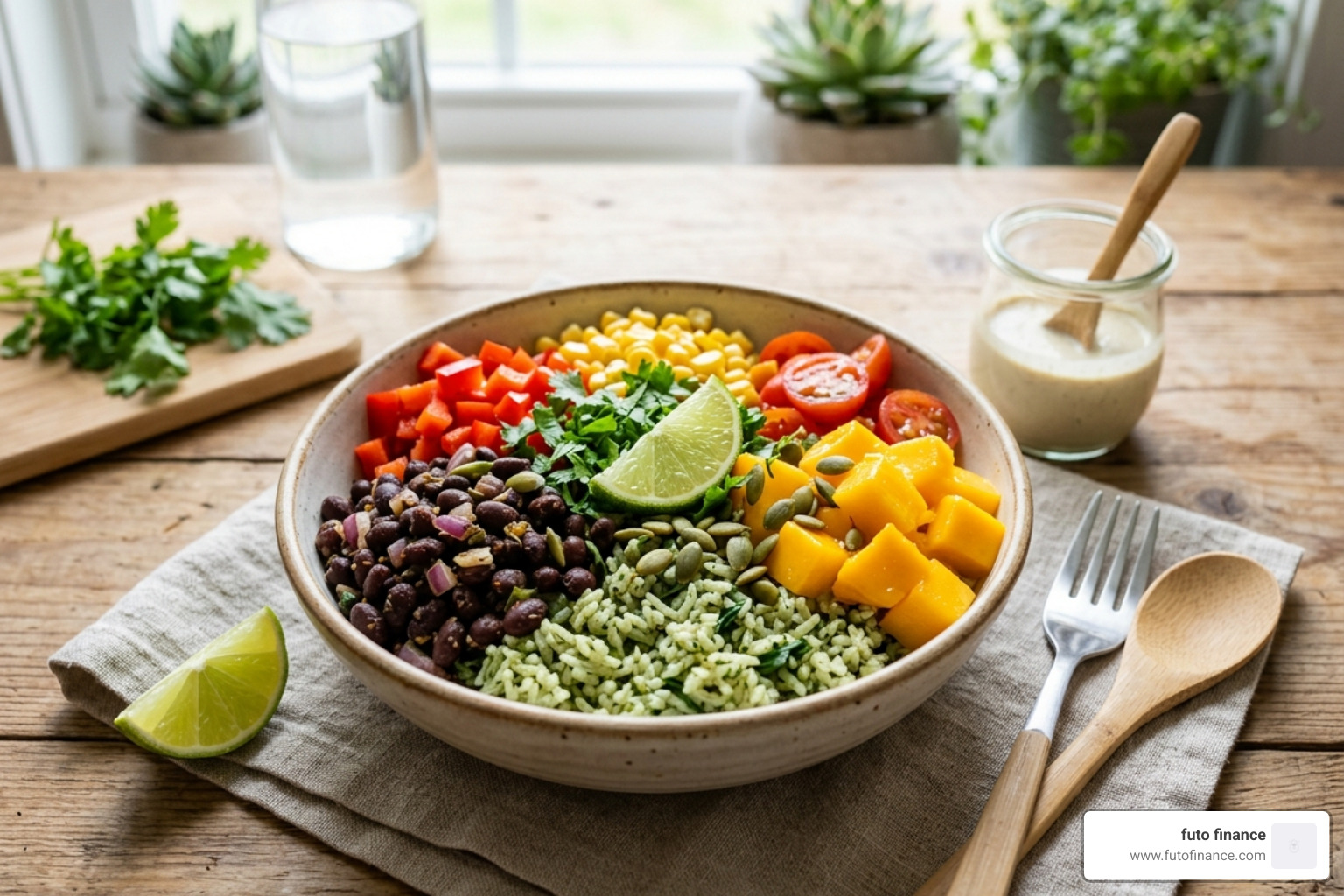 Vibrant Mango Black Bean Green Rice Bowl - vegan meal prep lunches