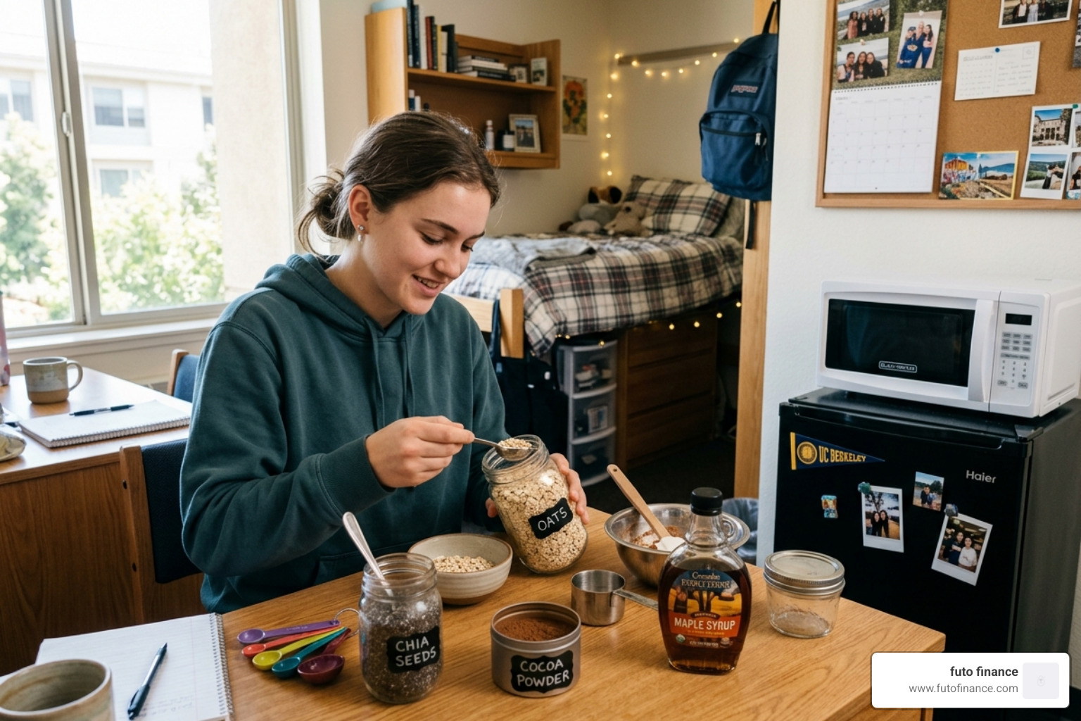 measuring vegan ingredients in a dorm - dorm friendly vegan desserts