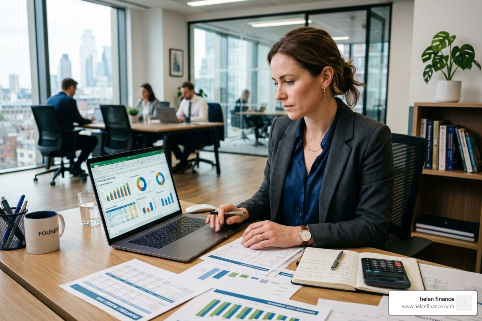 business owner reviewing financial spreadsheets and forecasts - financial planning process steps