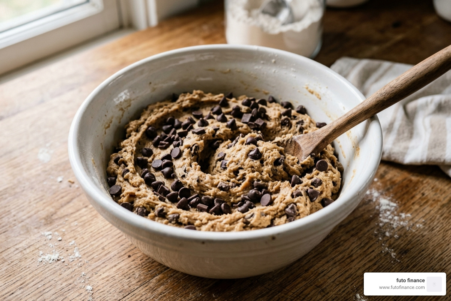 single bowl filled with chocolate chip cookie dough - beginner vegan dessert recipes