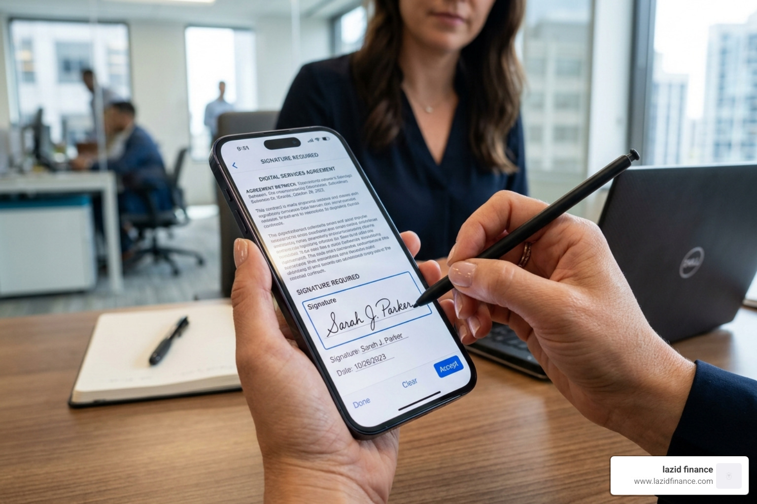 digital contract being signed on a mobile device - best way to pay off car loan early