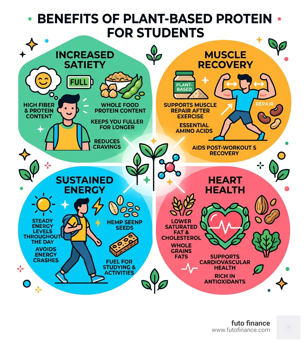 Benefits of plant-based protein for students: satiety, muscle recovery, energy, heart health - high-protein vegan snacks