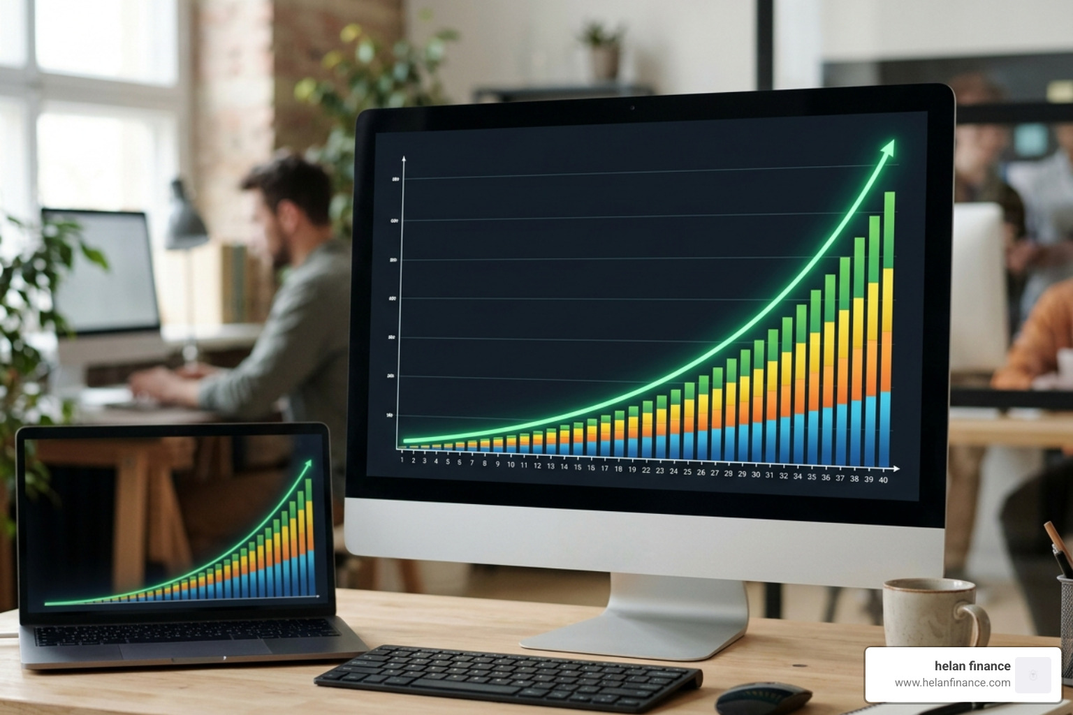 Savings growth chart showing the power of compounding interest - refinance debt savings tips
