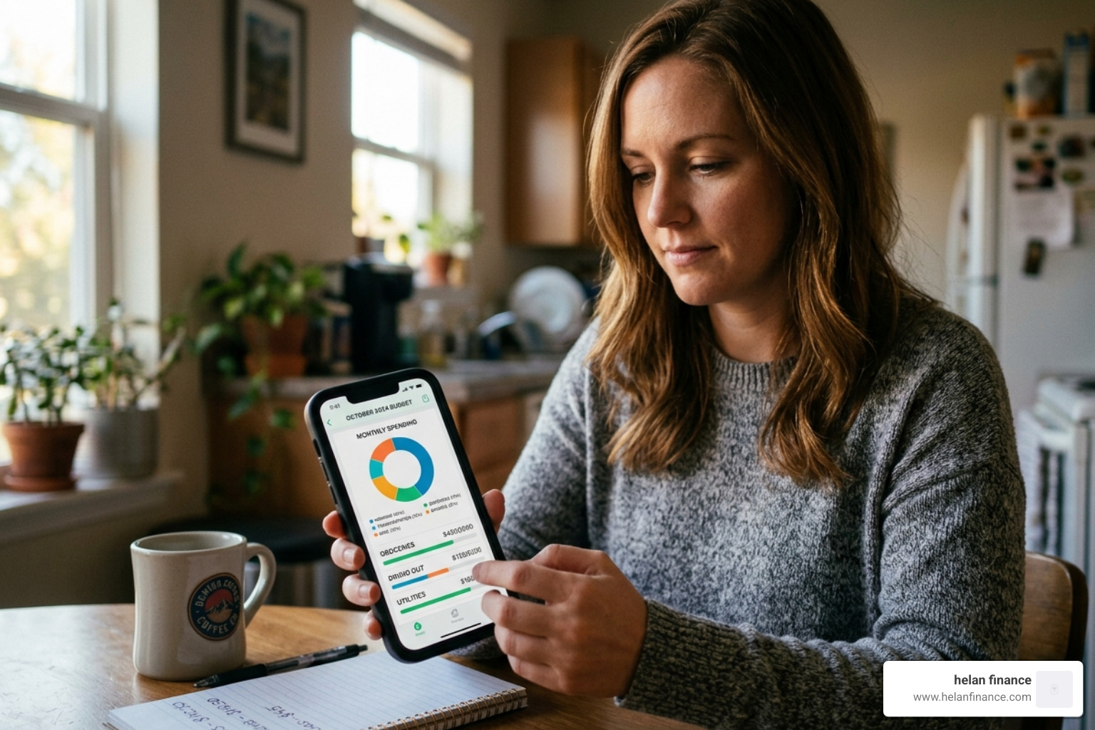 person using a digital budget tracker on a smartphone to manage monthly expenses - beginner financial planning routines