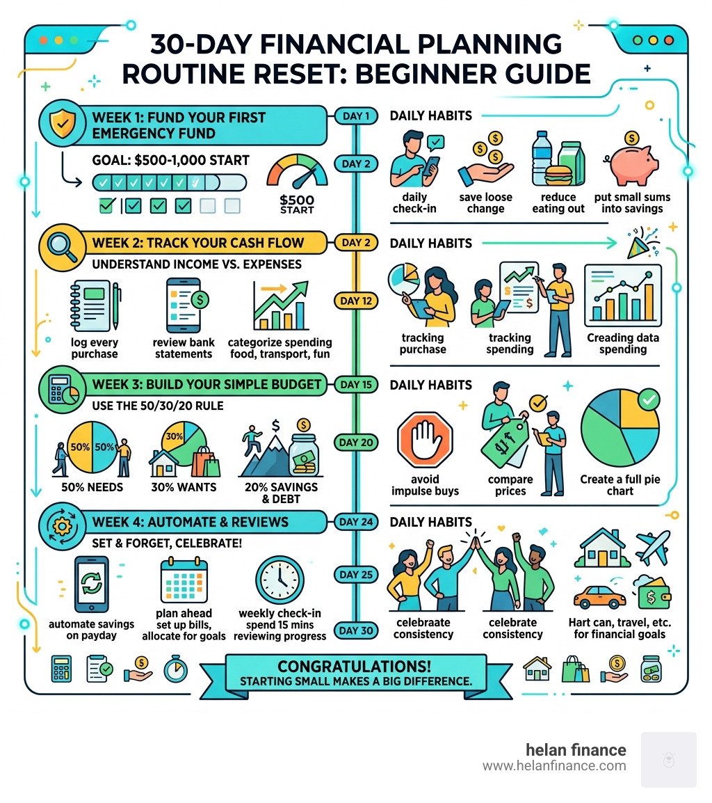 30-day beginner financial planning routine reset plan with weekly milestones and daily habits - beginner financial planning