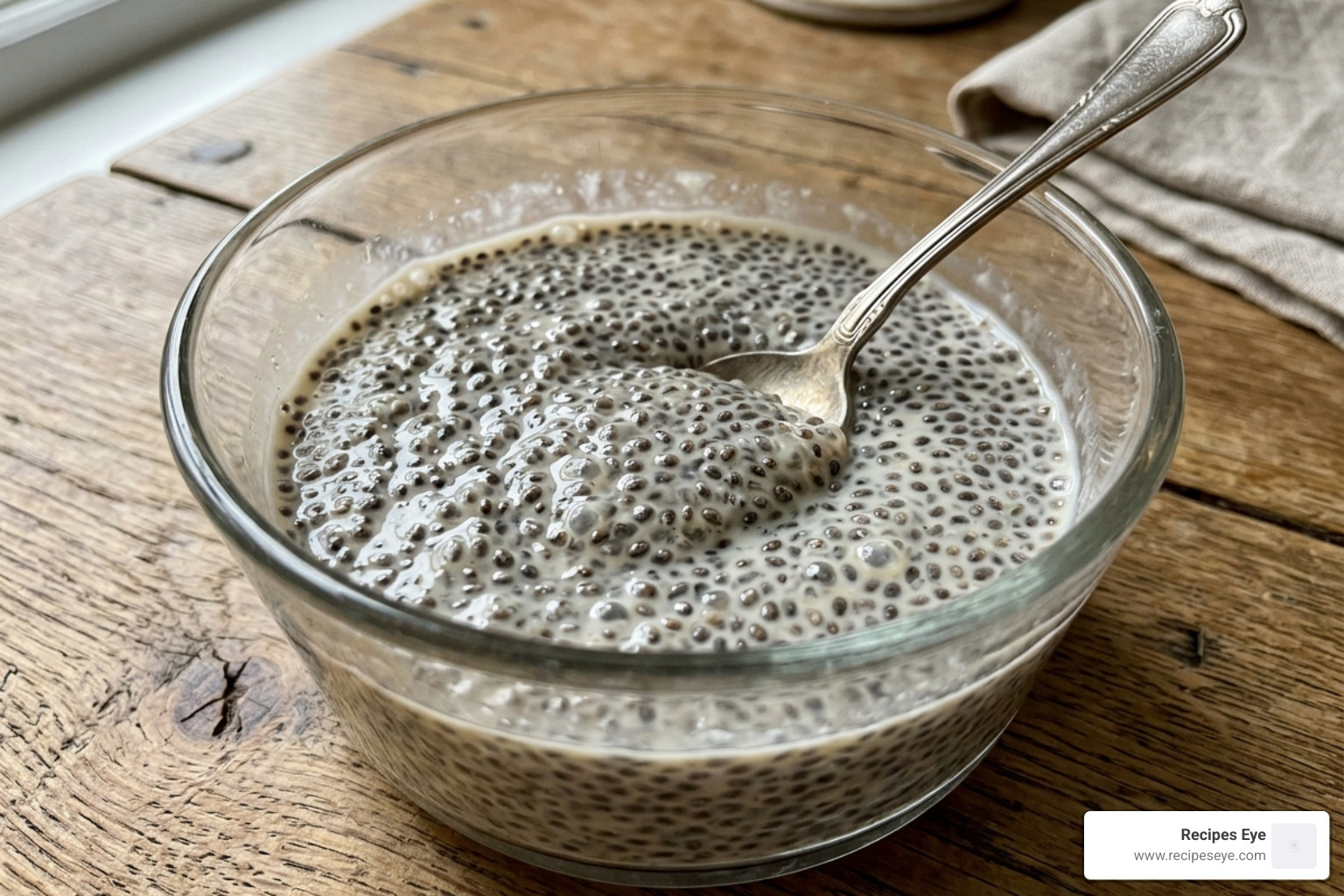 chia seeds soaking in almond milk to create a low carb tapioca texture - low carb tapioca