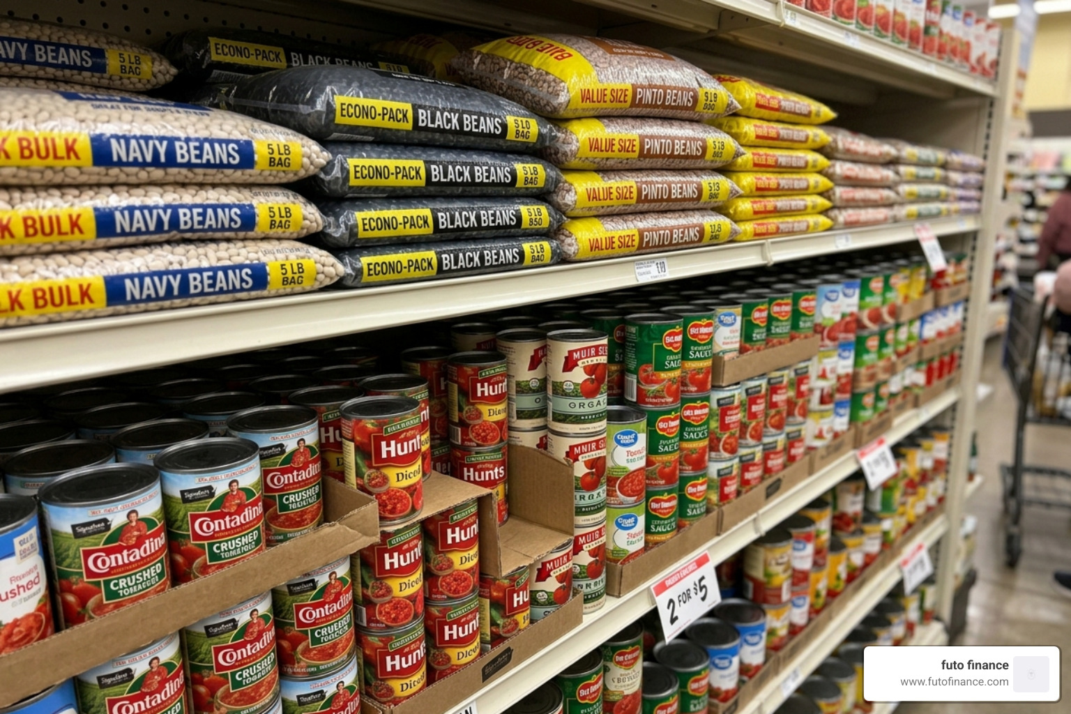 bulk-purchased beans and canned tomatoes for budget cooking - easy vegan chili budget