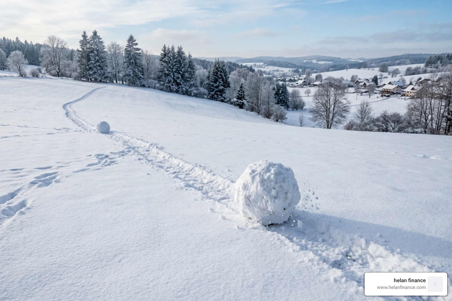 small snowball growing as it rolls down a hill - debt free motivation advice