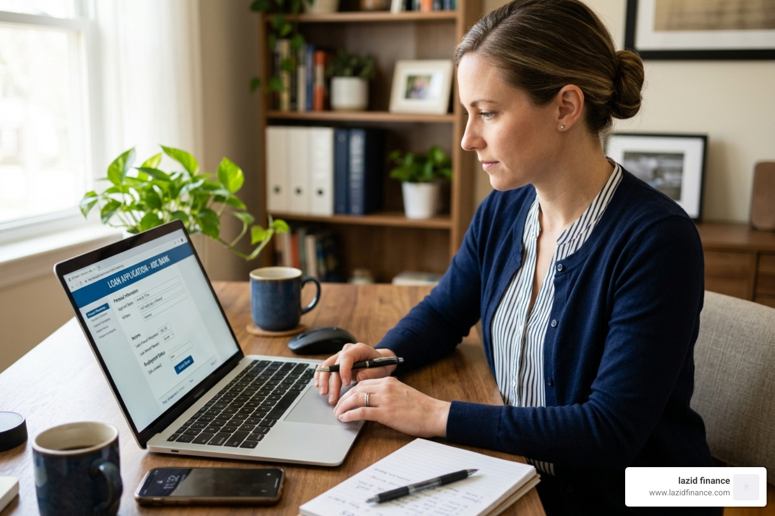 A person filling out a loan application on a laptop - how to pay off bills fast