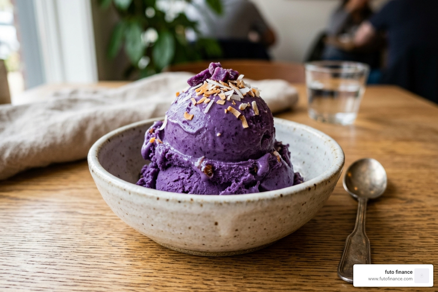 purple sweet potato ice cream in a bowl - simple vegan potato recipes