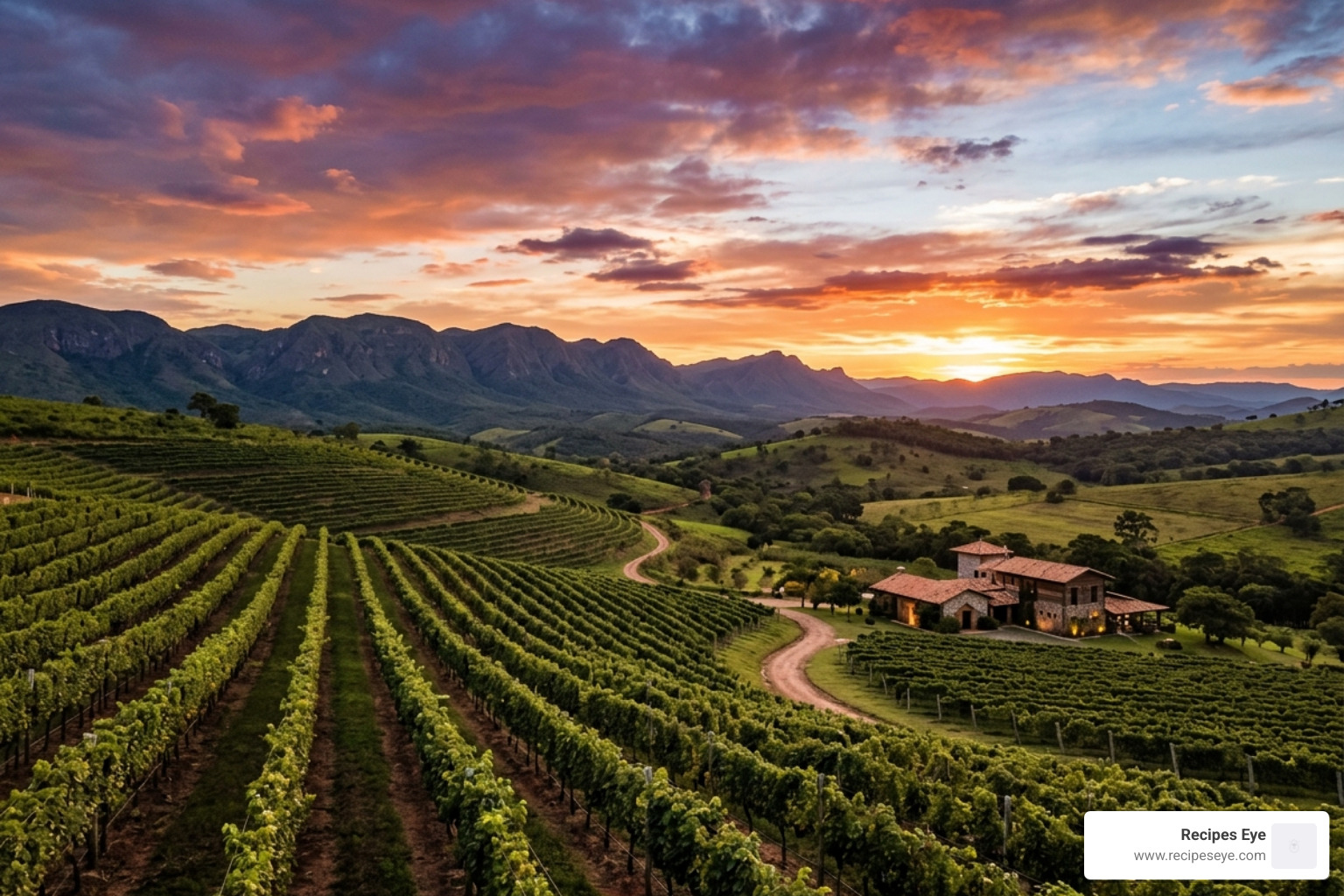 pôr do sol em uma vinícola na serra da canastra - roteiro gastronômico serra da canastra
